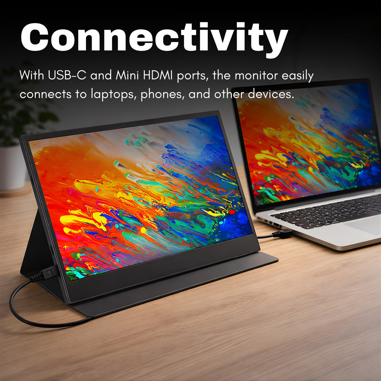 Origin Storage 15.6 Inch Full HD 60Hz IPS Portable Monitor with USB-C Mini HDMI & Speakers with Foldable Case & Stand