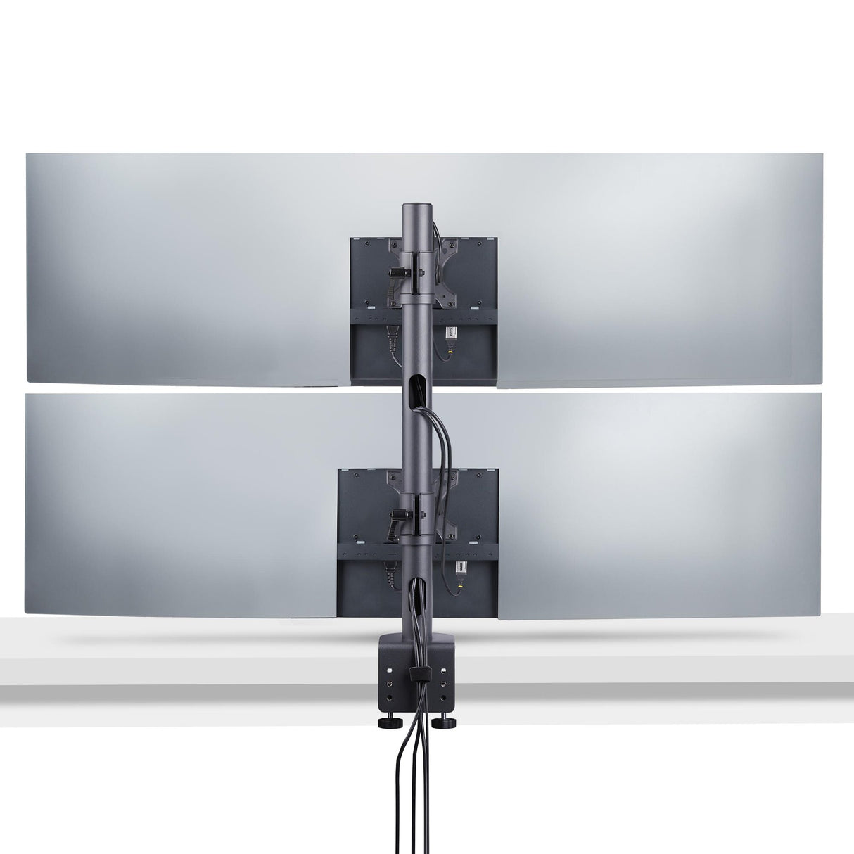 StarTech.com Desk Mount For 2x Vertically Stacked Monitors, Dual 49", Total 70lb (32kg), C-Clamp, Quick-Release VESA System, Widescreen 16:9/Ultrawide 32:9, TAA