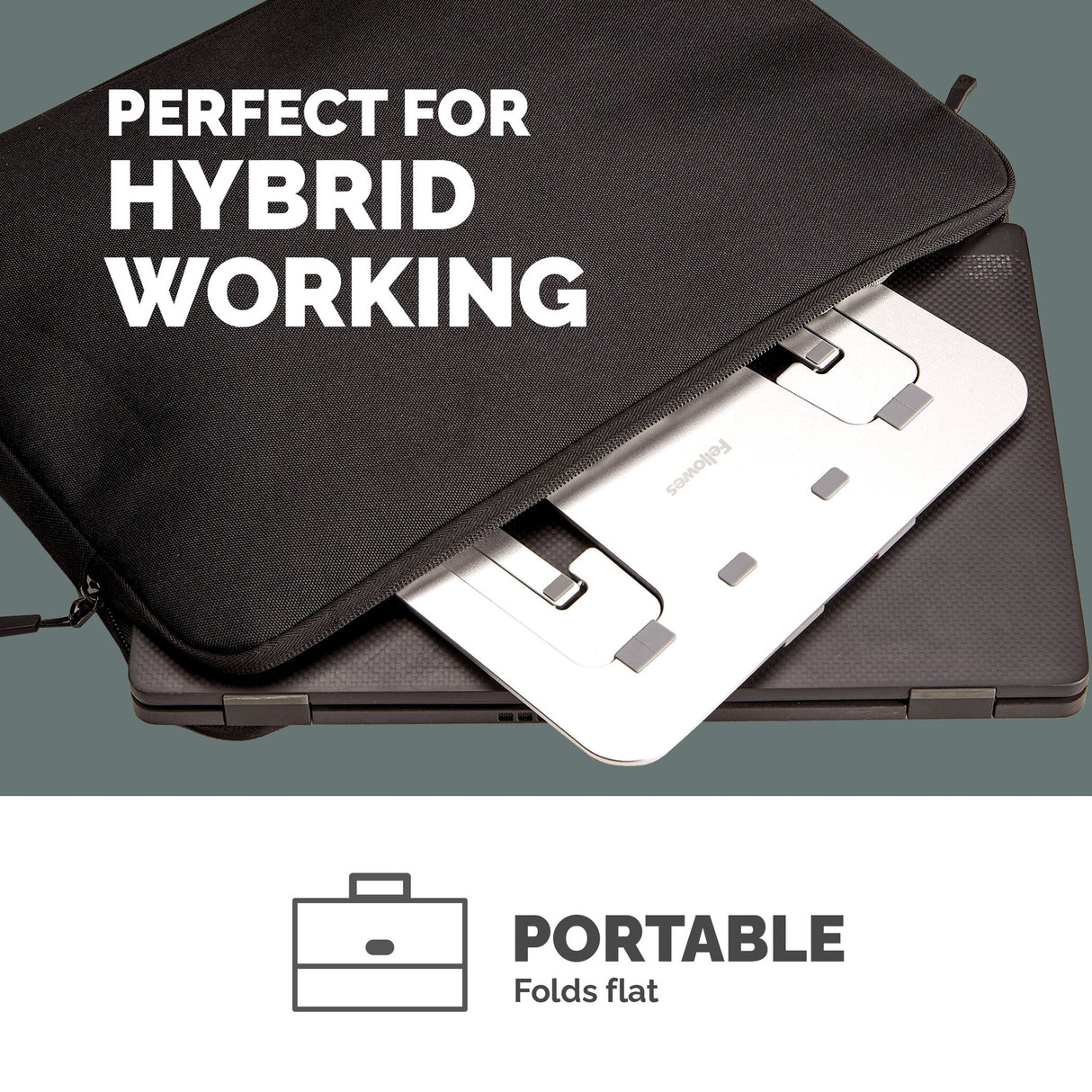 Fellowes Alumia Laptop Riser Portable Laptop Stand Max Size 15 inch Max Weight 5kg Silver