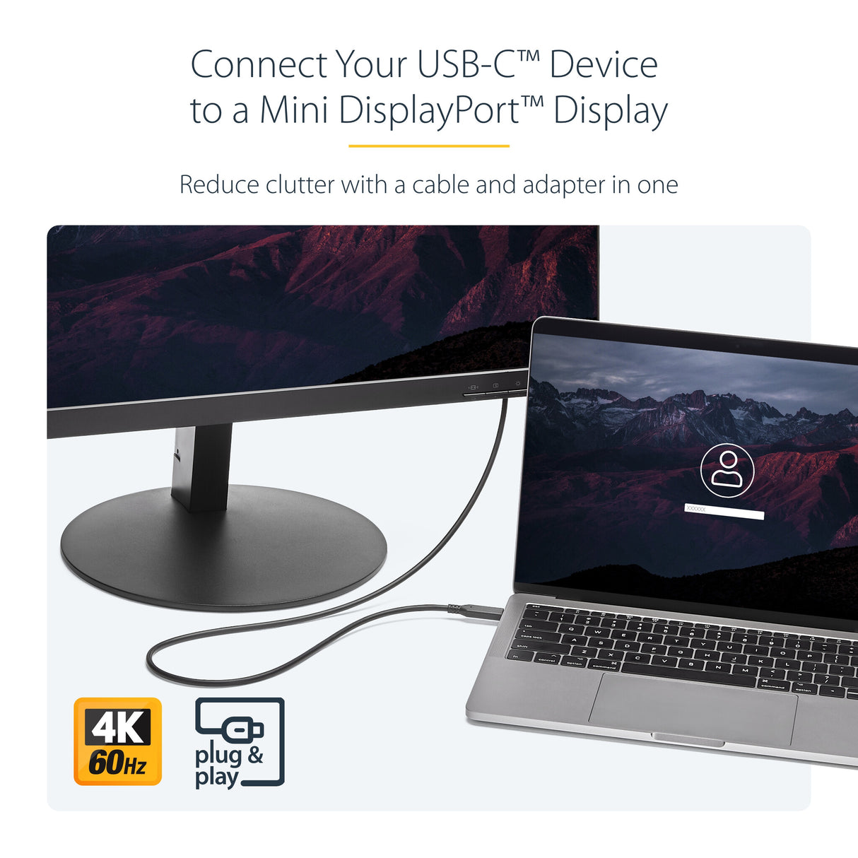 StarTech.com 6ft (1.8m) USB-C to Mini DisplayPort Cable - 4K 60Hz - Black