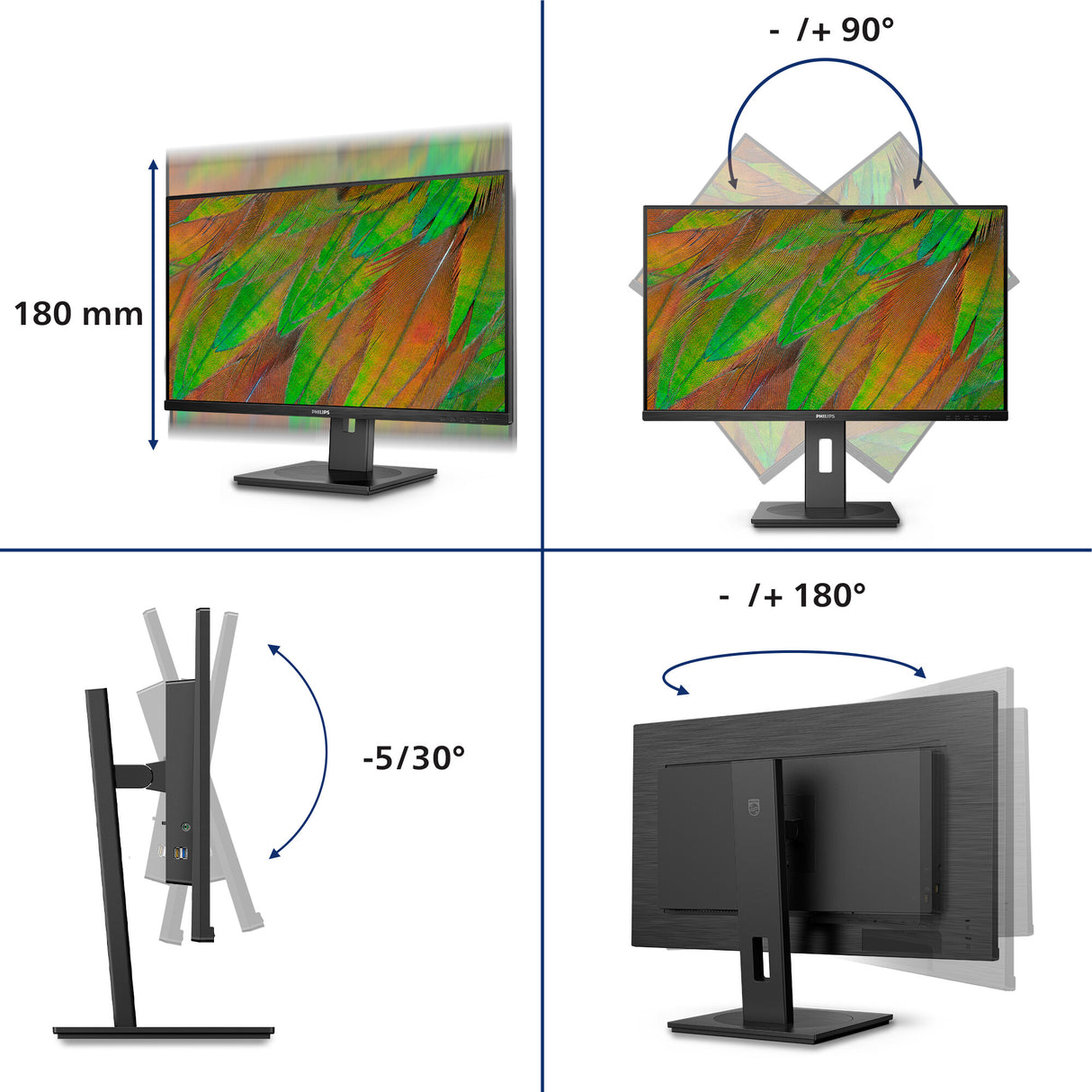 Philips 3000 series 32B1U3900/00 computer monitor 80 cm (31.5") 3840 x 2160 pixels 4K Ultra HD LCD Black