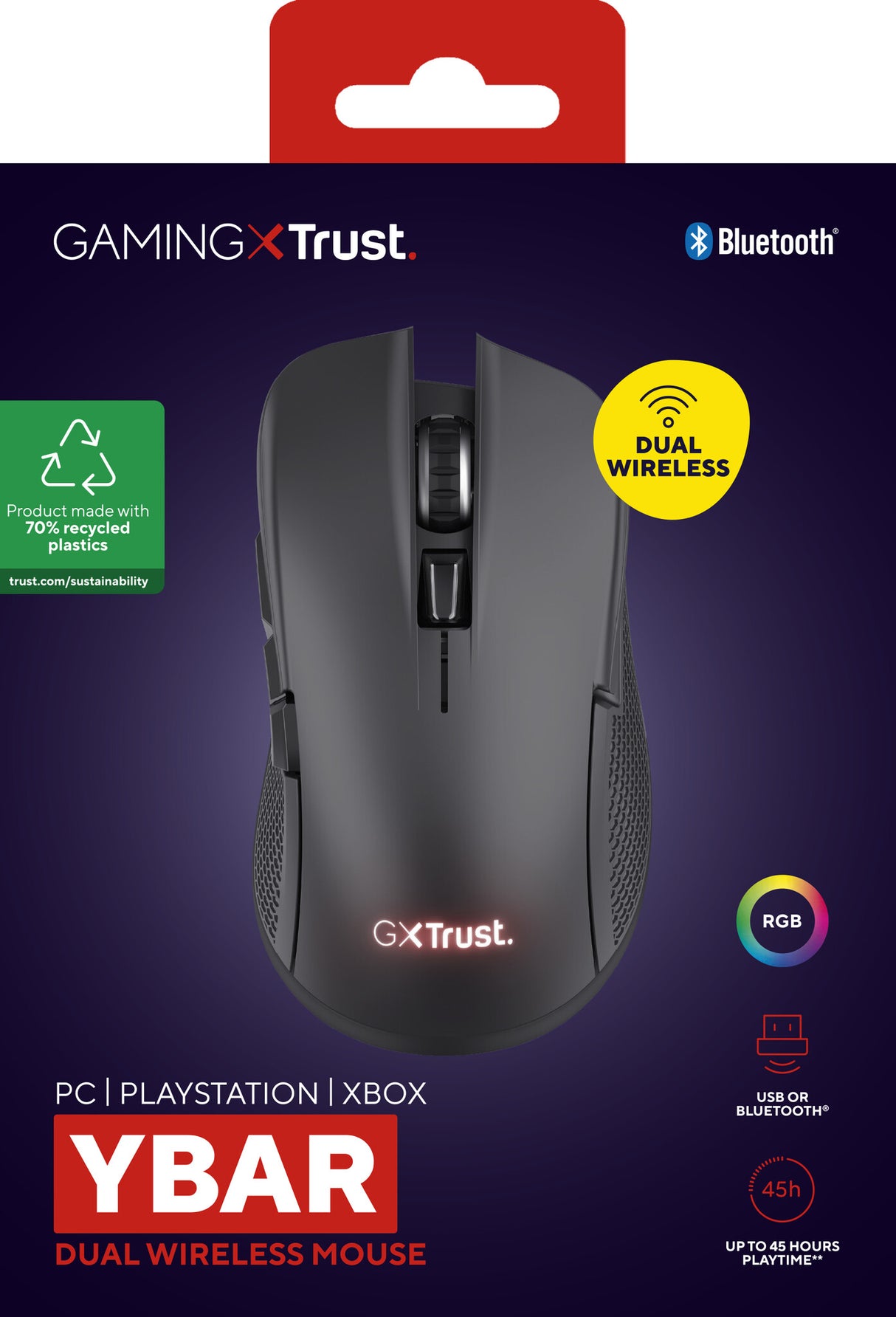 Trust GXT 931 Ybar mouse Gaming Right-hand Bluetooth Laser 7200 DPI