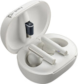 POLY Voyager Free 60+ UC White Sand Earbuds +BT700 USB-C Adapter +Touchscreen Charge Case