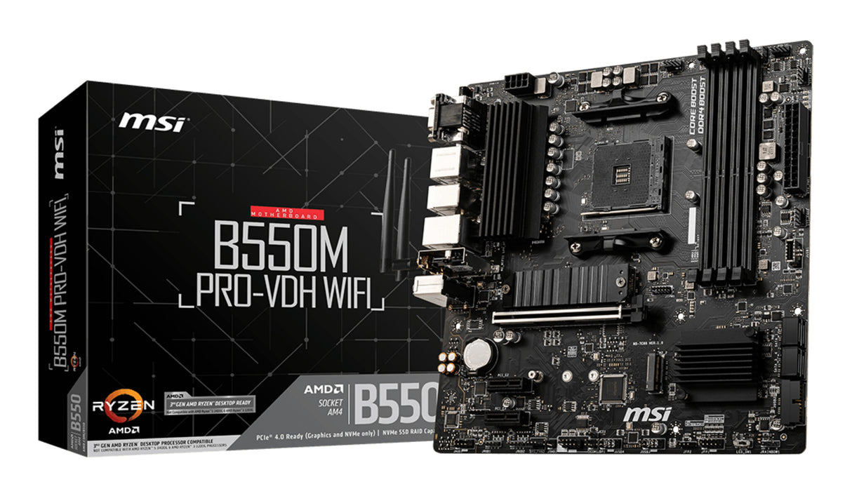 MSI B550M PRO-VDH WIFI motherboard AMD B550 Socket AM4 micro ATX