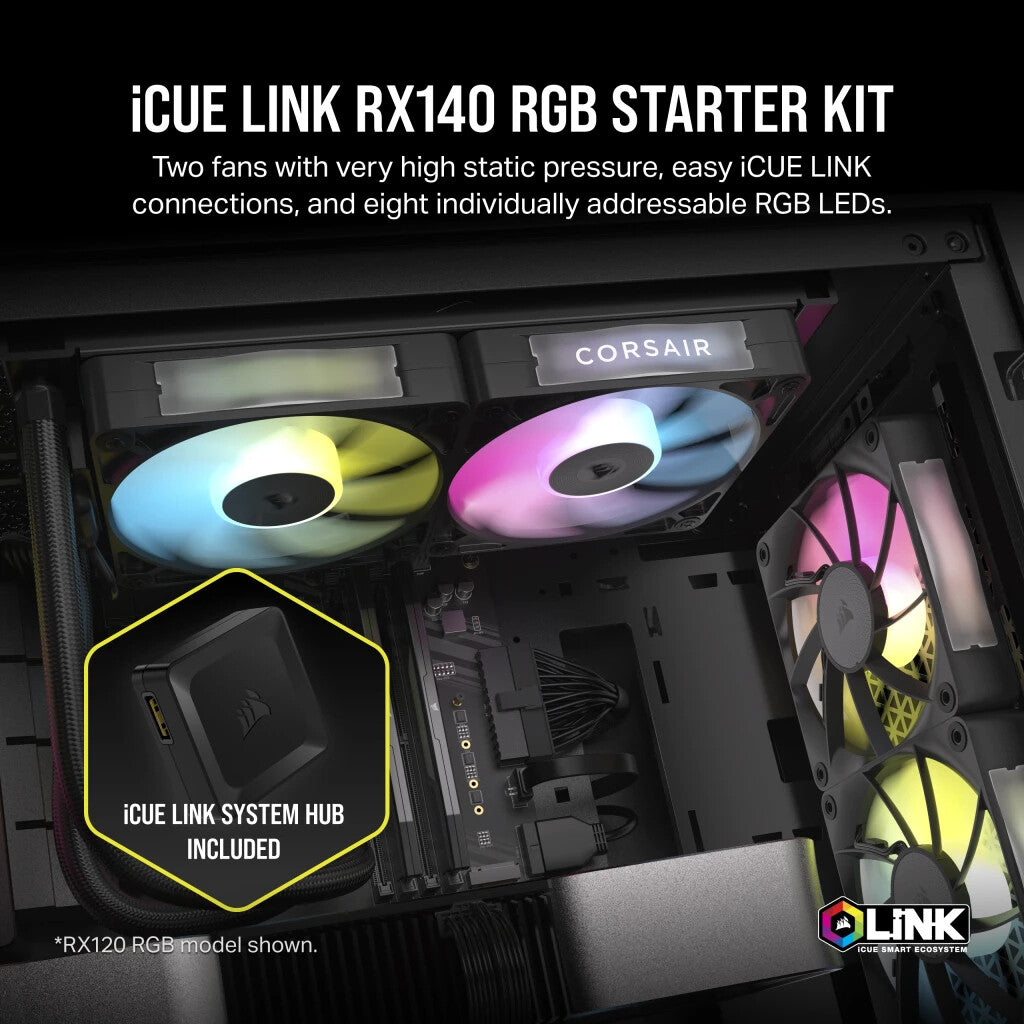 Corsair iCUE LINK RX140 RGB Computer case Fan 14 cm Black 2 pc(s)