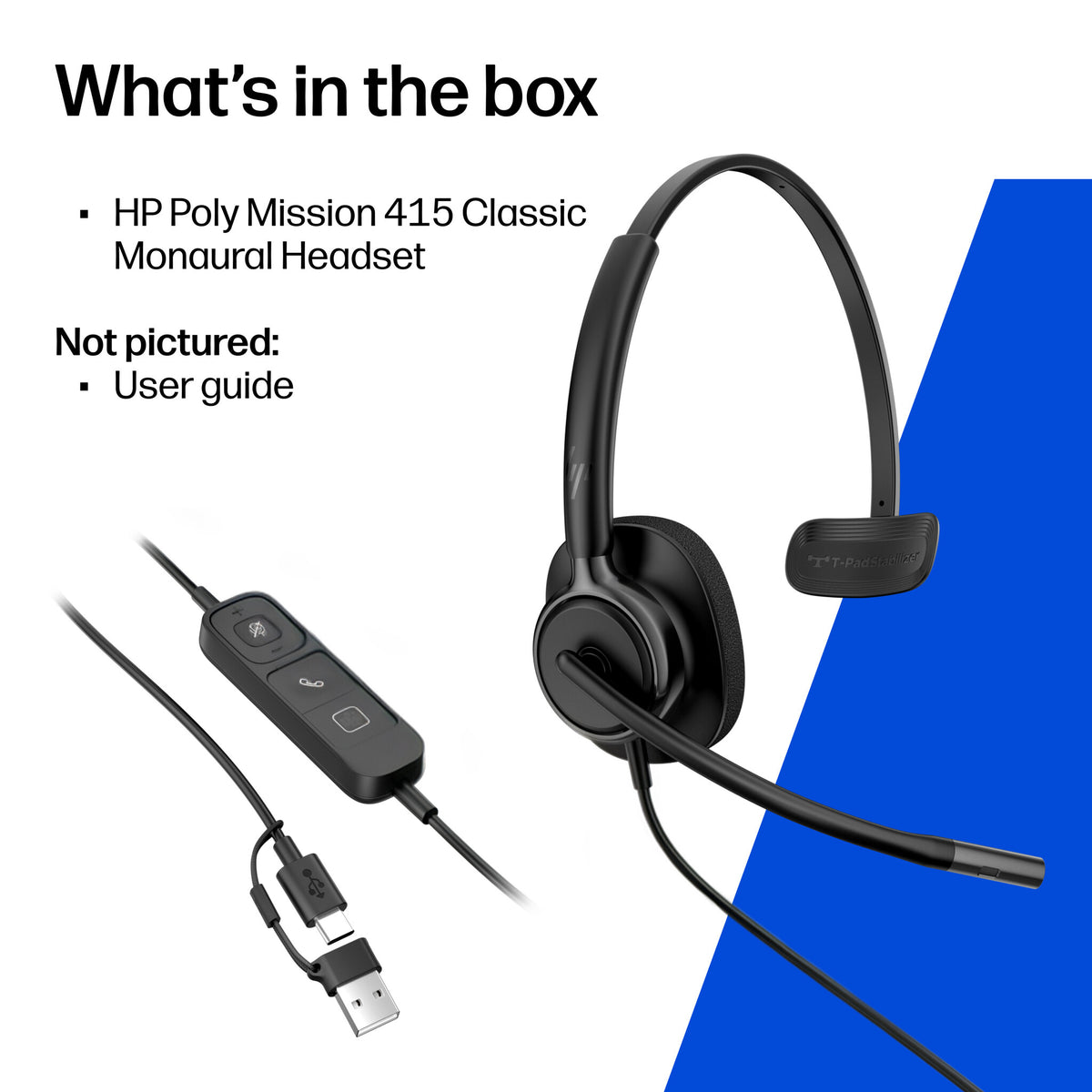 HP Poly Mission 415 Monaural USB Wired Headset Classic (Bulk)