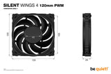 ¡tranquilizarse! Ventilador Silent Wings 4 PWM negro, 120 mm, 1600 RPM, conector de ventilador PWM de 4 pines, marco negro, aspas negras, aspas de ventilador optimizadas para un rendimiento de alta gama, 2 opciones de montaje