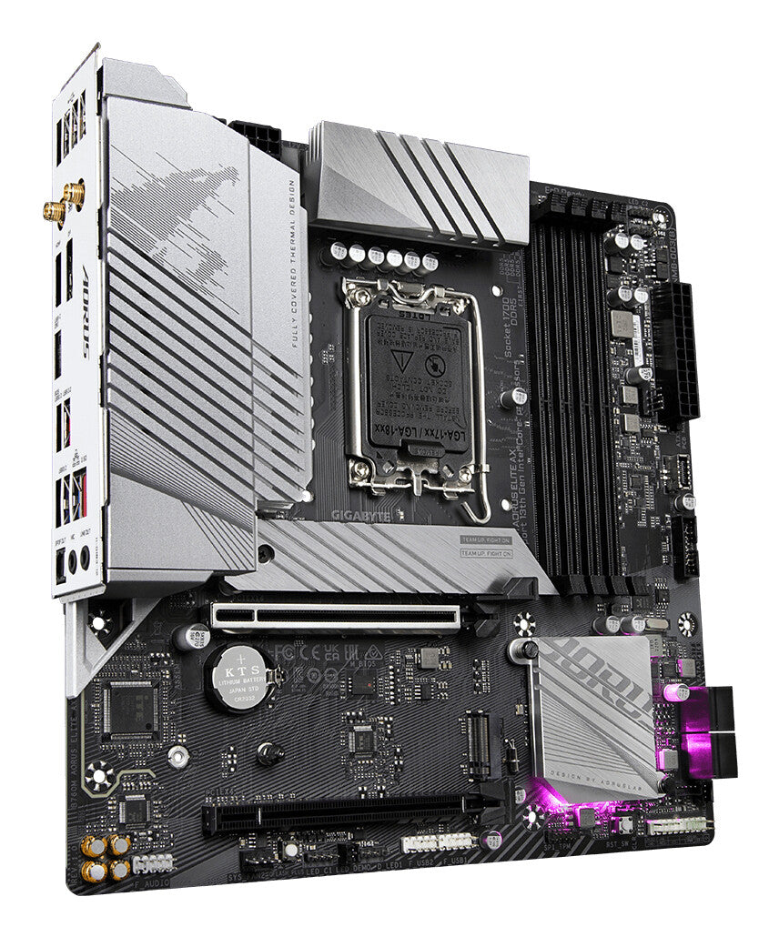GIGABYTE B760M AORUS ELITE AX Motherboard - Supports Intel Core 14th Gen CPUs, 12*+1+1 Phases Digital VRM, up to 7800MHz DDR5 (OC), 2xPCIe 4.0 M.2, Wi-Fi 6E, 2.5GbE LAN, USB 3.2 Gen 2
