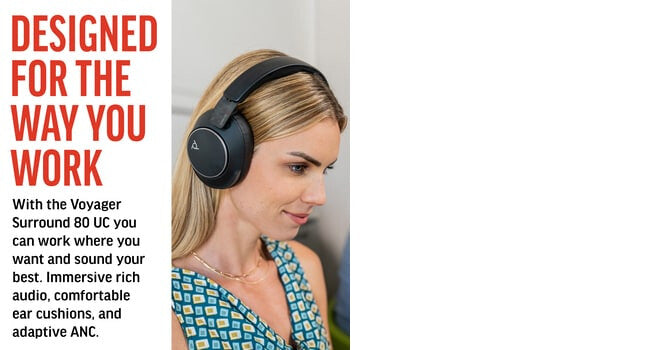 POLY Voyager Surround 80 UC USB-C Headset +USB-C/A Adapter
