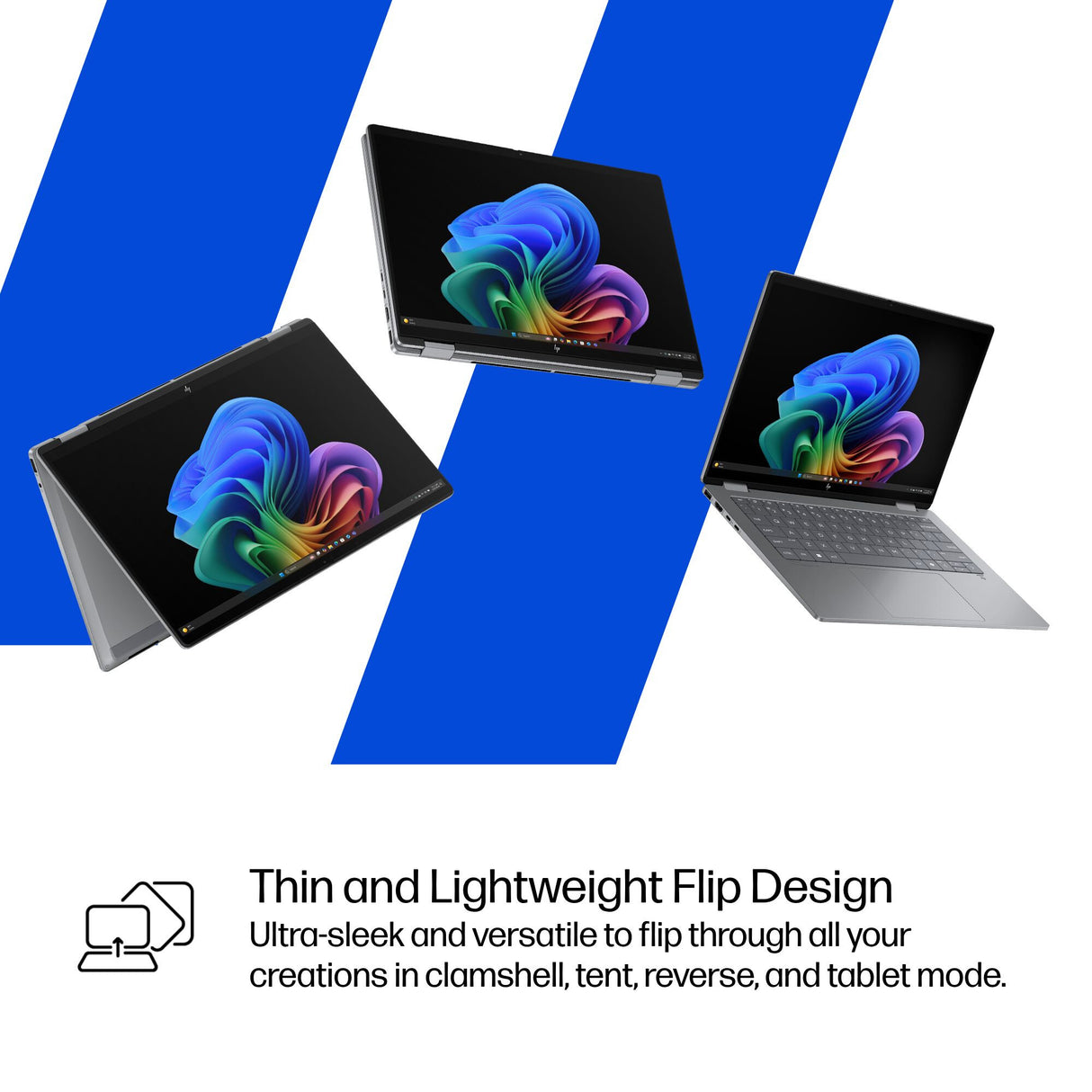 HP OmniBook X FlipNGAI 14-fk0004na Copilot+ PC AMD Ryzen AI 5 340 Hybrid (2-in-1) 35.6 cm (14") Touchscreen 2K 16 GB LPDDR5x-SDRAM 512 GB SSD Wi-Fi 7 (802.11be) Windows 11 Home Silver