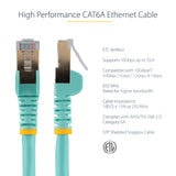 StarTech.com 1m CAT6a Ethernet Cable - 10 Gigabit Shielded Snagless RJ45 100W PoE Patch Cord - 10GbE STP Network Cable w/Strain Relief - Aqua Fluke Tested/Wiring is UL Certified/TIA