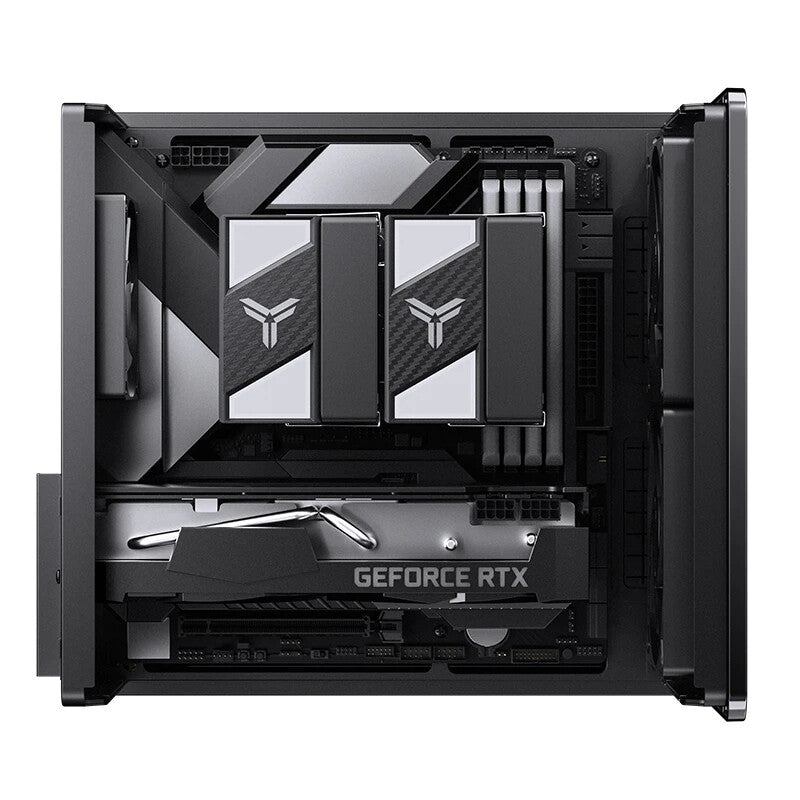 Jonsbo V12 BLACK computer case Black, Wood