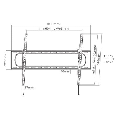 Manhattan Wall Mount for TV & Monitors (Tilt), For screens: 60" to 120", VESA compatability: all between 50x50 to 900x600mm - check the dimensions of the four mounting holes on back of screen to ensure it fits, Max 120kg, Black, LFD, Bracket