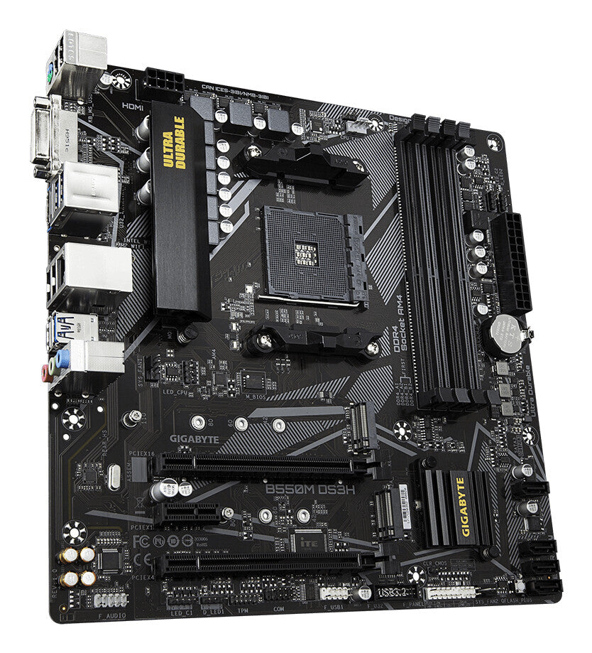 Carte mère Gigabyte B550M DS3H AMD Socket AM4 Micro ATX DVI/HDMI USB 3.2 M.2
