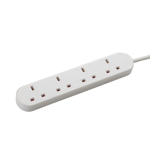 connektgear 2m 4 Way Power Extension Block - C14 Plug to 4 x UK Sockets - White