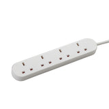 connektgear 2m 4 Way Power Extension Block - C14 Plug to 4 x UK Sockets - White