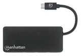 Manhattan USB-C Dock/Hub with Card Reader, Ports (x3): USB-A (x3), 5 Gbps (USB 3.2 Gen1 aka USB 3.0), External Power Supply Not Needed, Universal for all devices, SuperSpeed USB, Black, Three Year Warranty