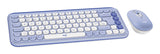 Logitech POP Icon Combo keyboard Mouse included Universal Bluetooth QWERTY UK English Lilac, White