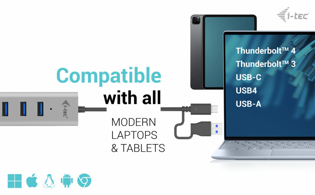 i-tec USB-C/USB-A Charging Metal HUB 7 Port
