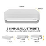 Fellowes Computer Monitor Stand with 3 Height Adjustments - Breyta Monitor Riser with Cable Management - Ergonomic Adjustable Monitor Stand for Computers - Max Weight 15KG - White