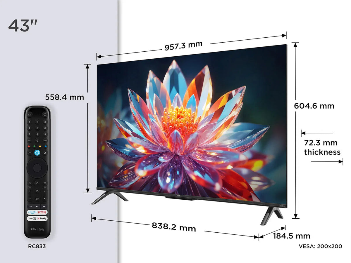 TCL T6C -UK 43 inch QLED 4K HDR 10+ Dolby Vision & Atmos Smart Fire TV