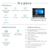 HP ProBook 635 Aero G7 AMD Ryzen™ 7 PRO 4750U Laptop 33.8 cm (13.3") Full HD 8 GB DDR4-SDRAM 256 GB SSD Wi-Fi 6 (802.11ax) Windows 10 Pro Silver