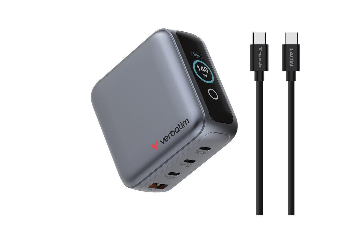 Verbatim Mini GaN Charger 140W with Display