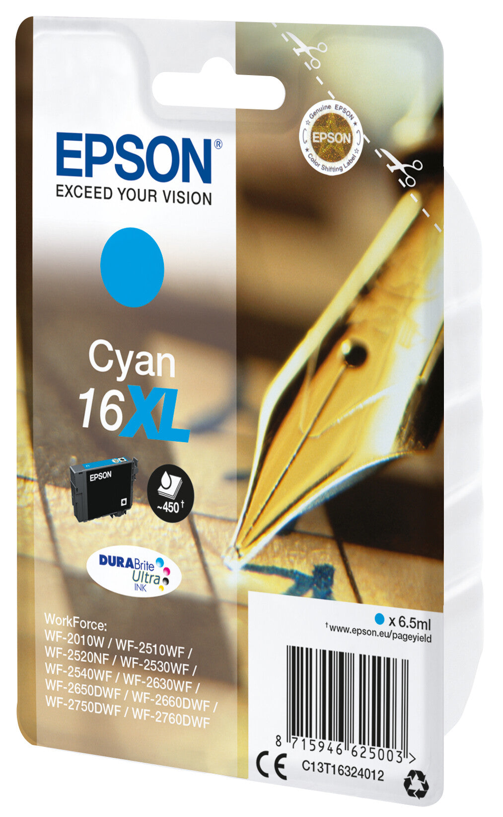 Epson Pen and crossword Singlepack Cyan 16XL DURABrite Ultra Ink