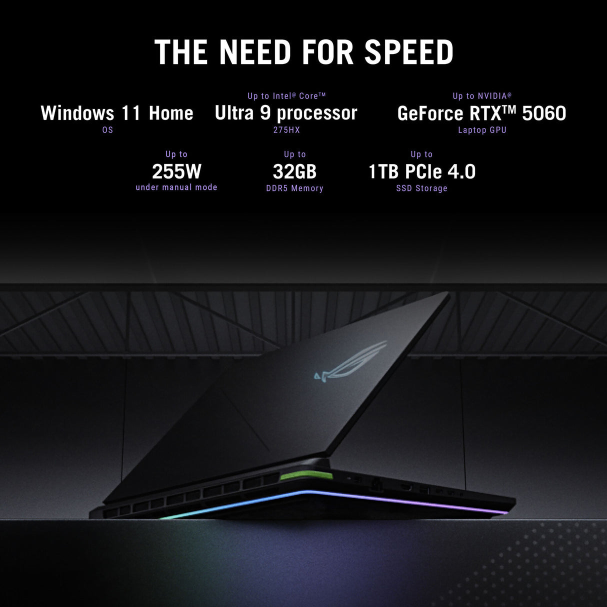 ASUS ROG Strix G16 G615LM-S5062W Intel Core Ultra 9 275HX Laptop 40.6 cm (16") WQXGA 32 GB DDR5-SDRAM 1 TB SSD NVIDIA GeForce RTX 5060 Wi-Fi 7 (802.11be) Windows 11 Home Black, Grey