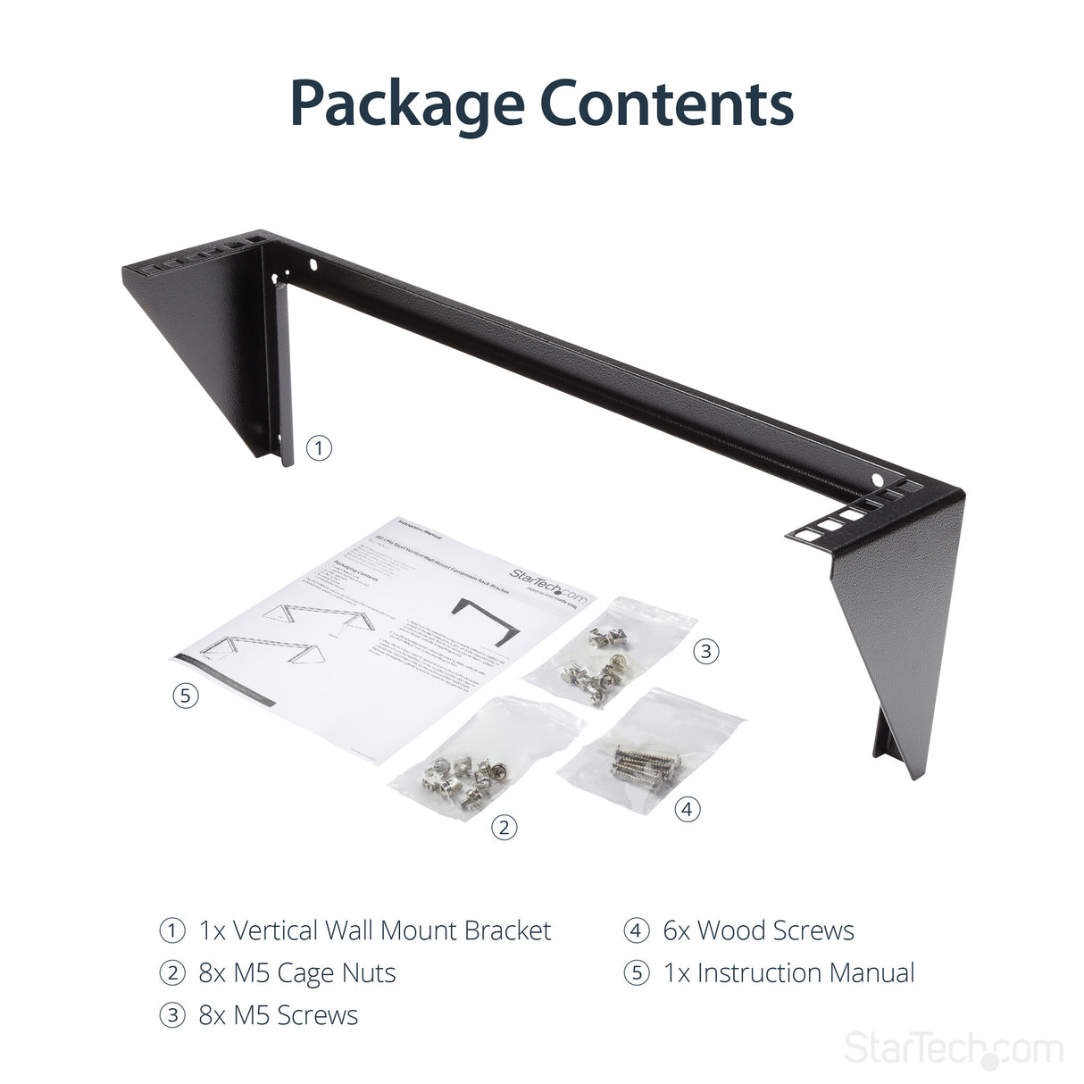 StarTech.com 2U Vertical Wall Mount Patch Panel Bracket - Steel Rack Mount Bracket w/Hardware for 19" Network, Server and Data Equipment - TAA