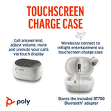 POLY Voyager Free 60+ UC White Sand Earbuds +BT700 USB-A Adapter +Touchscreen Charge Case