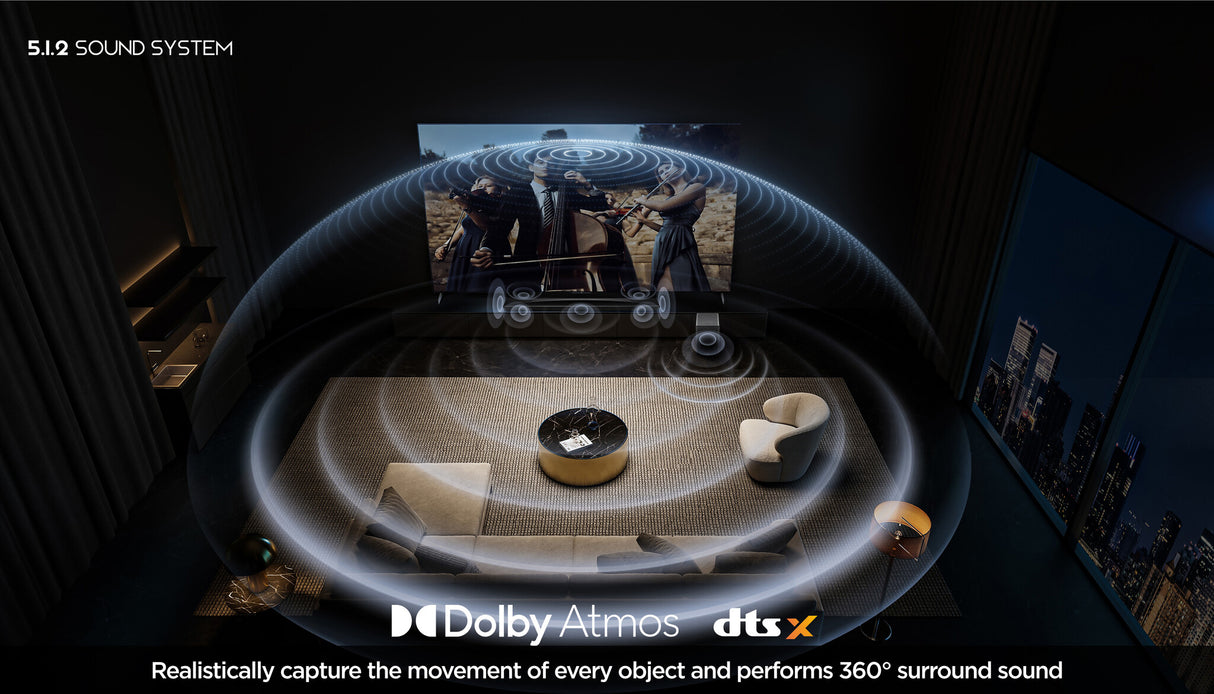 TCL Q75H Q Class 5.1.2 Channel Sound Bar with Dolby Atmos, Ray Danz Technology, and Wireless Subwoofwer