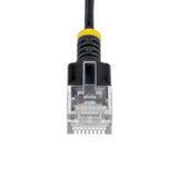 StarTech.com 80cm Black Ultra Slim Cat6A Ethernet Cable, UTP, Pure Bare Copper Wire, 34AWG Slim RJ45 Network Patch Cord, Individually Tested