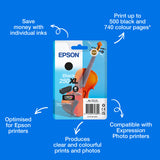 Epson Singlepack Black 250XL Violin Claria Photo HD Ink