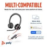 POLY Blackwire 8225 Stereo Microsoft Teams Certified USB-C Headset +USB-C/A Adapter