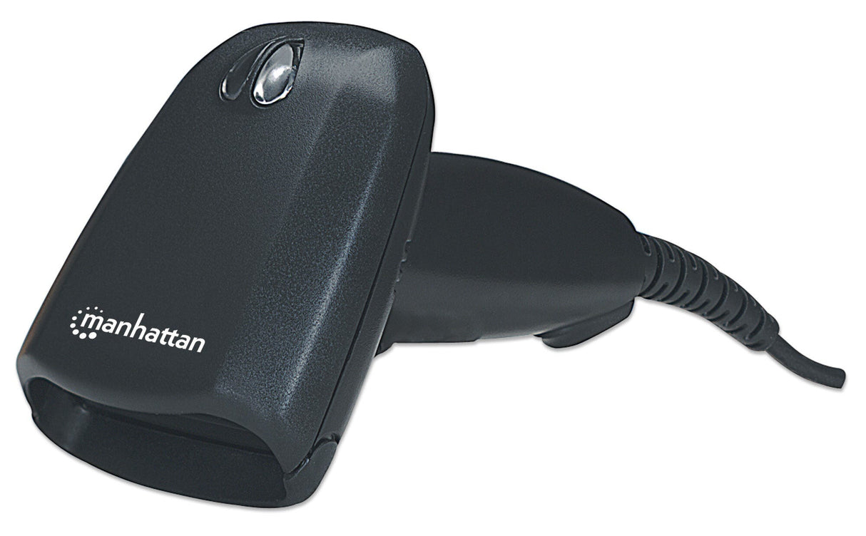Manhattan Long Range CCD Handheld Barcode Scanner, USB, 500mm Scan Depth, Cable 1.5m, Max Ambient Light 10,000 lux (sunlight), Black, Three Year Warranty