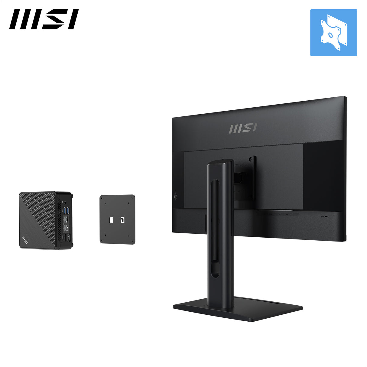 MSI PRO MP275PG 27 Inch Monitor, FHD (1920 x 1080), 100Hz, IPS, 1ms, 1x HDMI 1.4b, 1x DP 1.2a output, 1x D-Sub(VGA), Built-in Speakers, Anti-Glare, Anti-Flicker, Less Blue light, TÜV Certified, VESA, Kensington, 4-way adjustable stand, Black