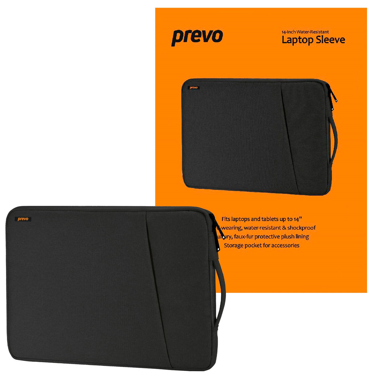 Prevo PREVO 14 Inch Laptop Sleeve, Side Pocket, Cushioned Lining, Black ...