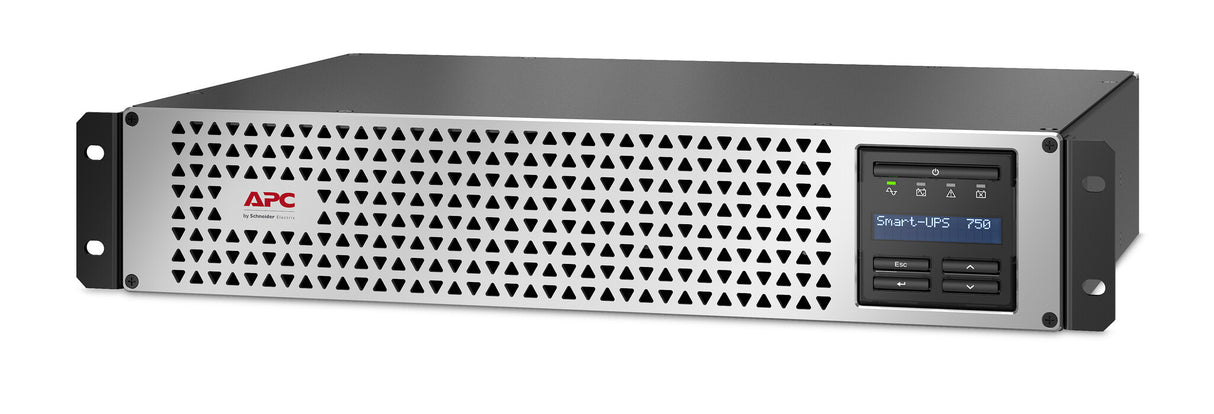APC Smart-UPS, Line Interactive, 750VA, Lithium-ion, Rack/Tower, 2U, 230V, 6x IEC C13 outlets, SmartConnect Port+SmartSlot, Short Depth, AVR, LCD