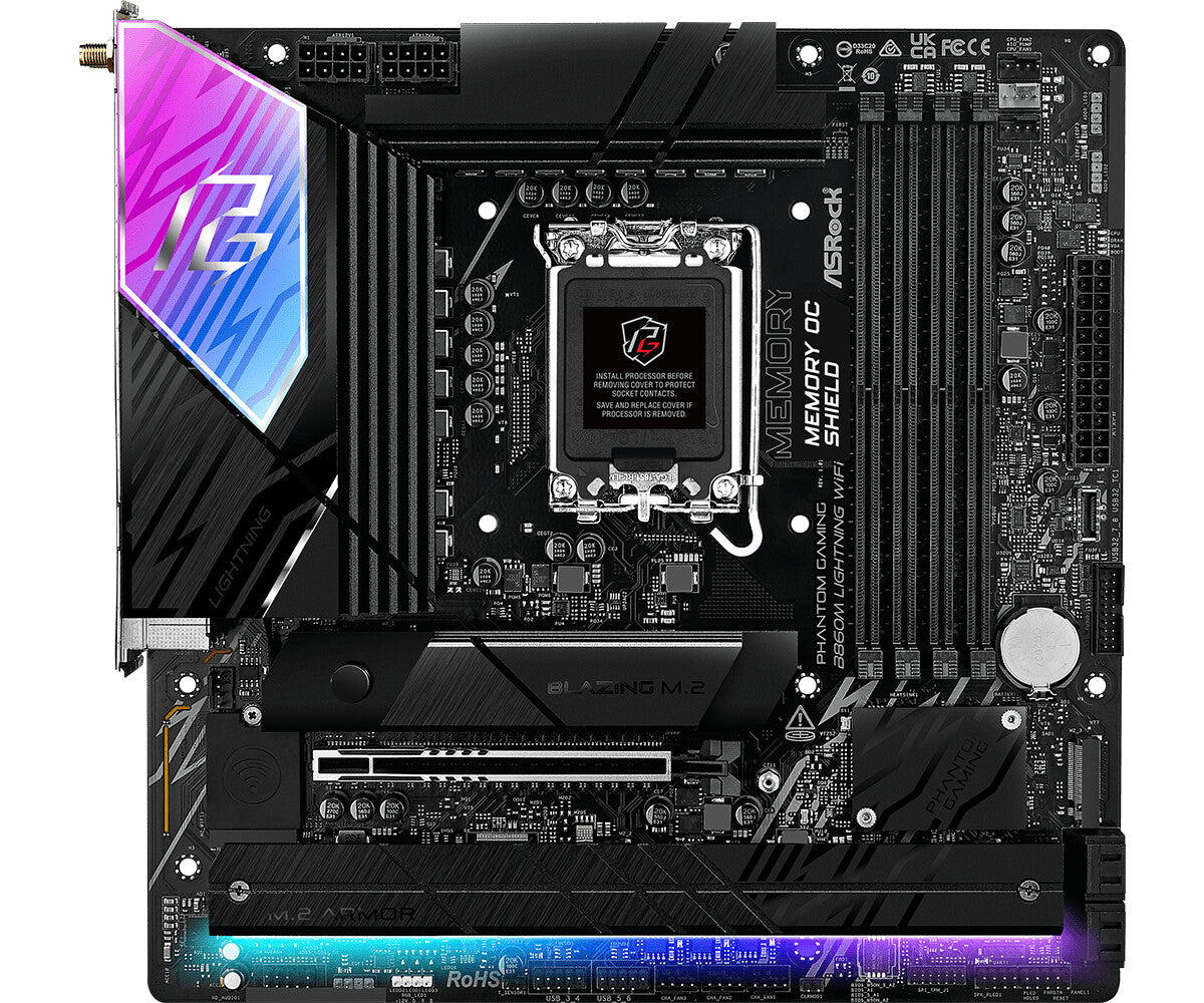 Asrock B860M Lightning WiFi Intel B860 LGA 1851 (Socket V1) micro ATX
