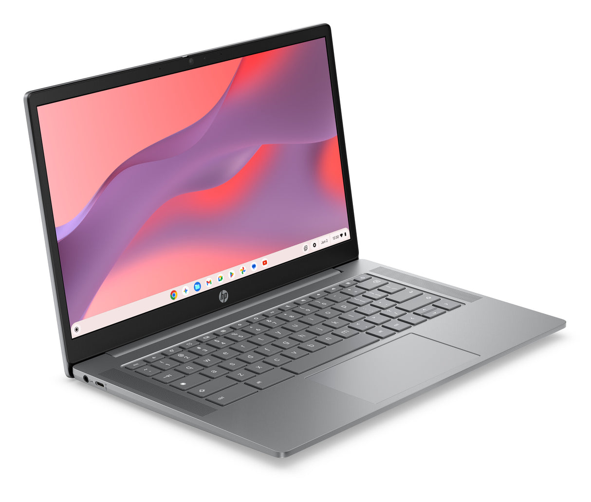 HP 14A-NM0001NAX MTK 540 8GB 128GB CHR MediaTek Chromebook 35.6 cm (14") HD LPDDR5-SDRAM Wi-Fi 6 (802.11ax) ChromeOS Silver