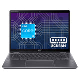 Acer Chromebook Enterprise 514 Plus Spin 514 convertible (CPE594-1N) - Intel Core i3, 8GB RAM, 256GB SSD, 14" WUXGA touchscreen, Chrome OS