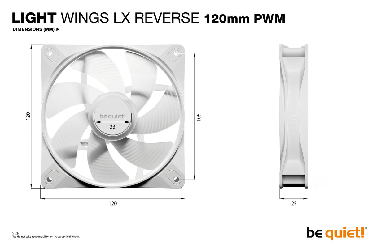 be quiet! Light Wings LX 120 mm PWM Reverse White Computer case Fan 12 cm 1 pc(s)