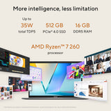 ASUS Vivobook S14 M3407HA-LY025W Copilot+ PC AMD Ryzen™ 7 260 Laptop 35.6 cm (14") WUXGA 16 GB DDR5-SDRAM 512 GB SSD Wi-Fi 6 (802.11ax) Windows 11 Home Silver