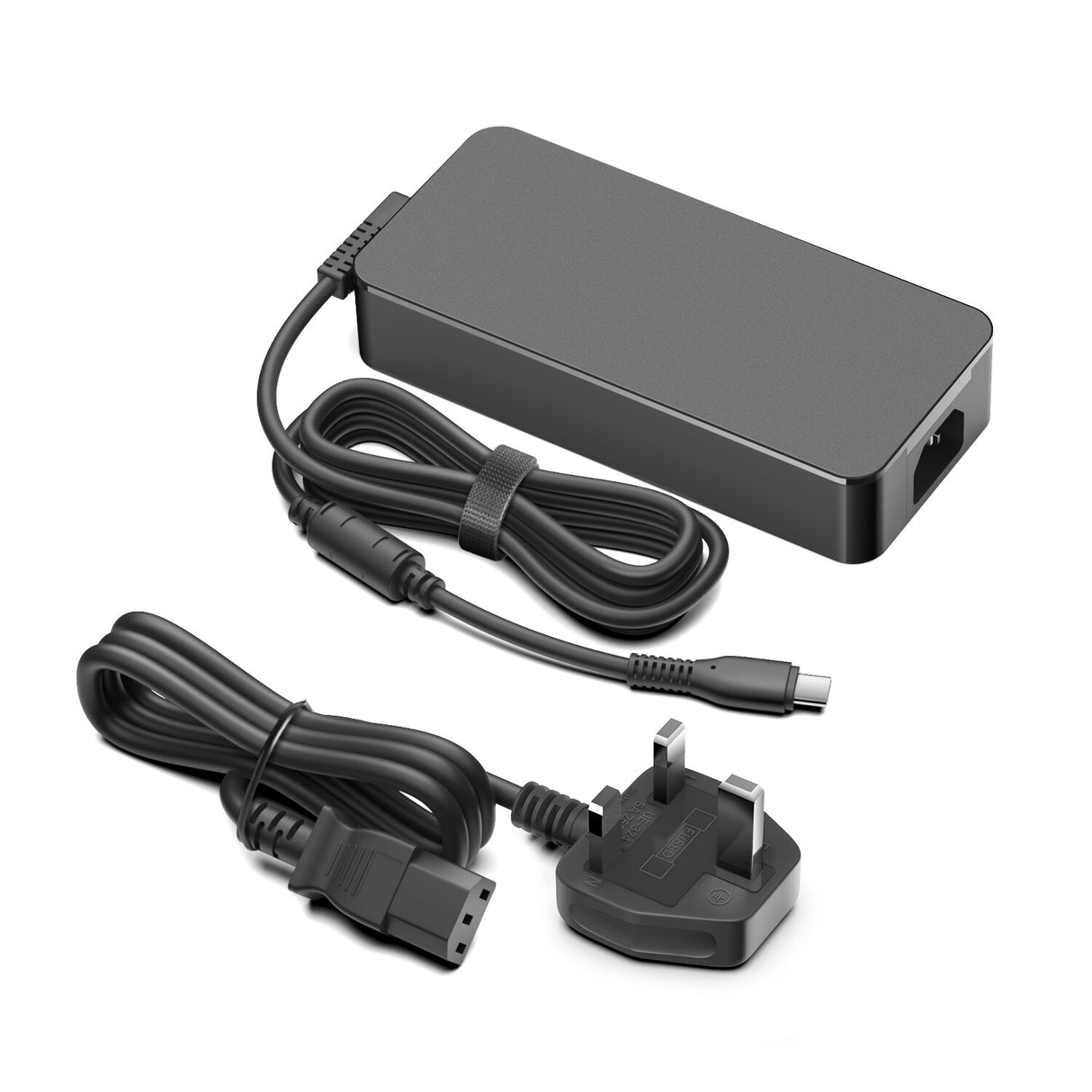 BTI 240W AC Adapter for all USB-C powered devices up to 240W supplied with USB-C connector and UK power cable