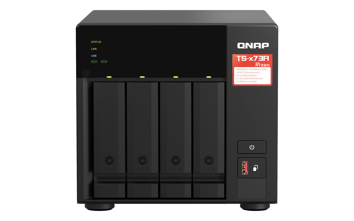 QNAP TS-473A NAS Tower Ryzen Embedded V1500B 8 GB DDR4 16 TB HDD QNAP Turbo System Black