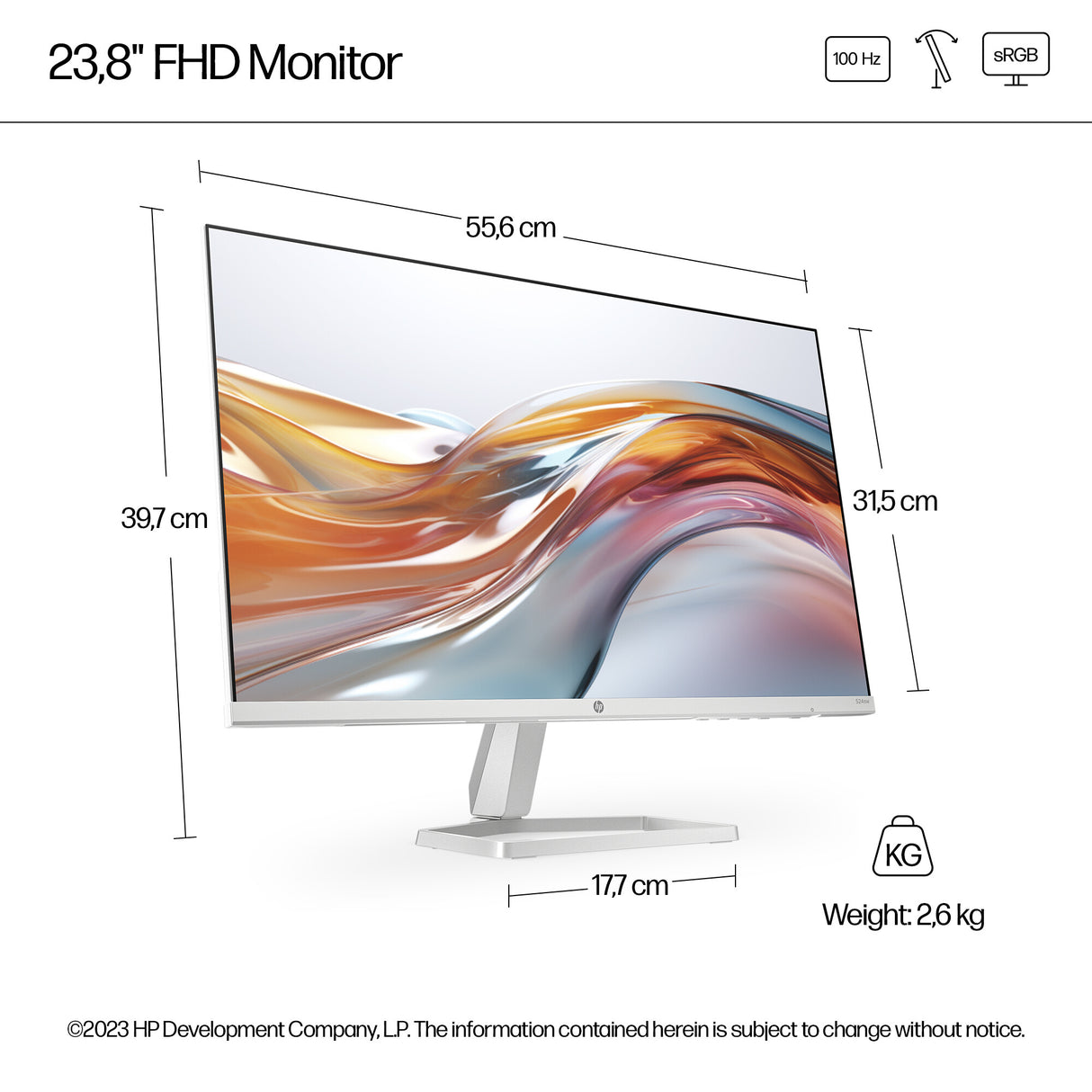 HP Series 5 23.8 inch FHD White Monitor - 524sw