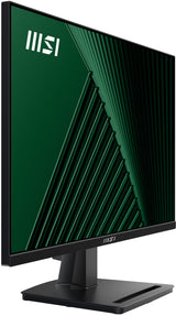 MSI Pro MP245G 24 Inch Monitor, FHD (1920 x 1080), 100Hz, IPS, 1ms, 1x HDMI 1.4b, 1x DP 1.2a output, 1x D-Sub(VGA), Built-in Speakers, Anti-Glare, Anti-Flicker, Less Blue light, TÜV Certified, VESA, Kensington, Black