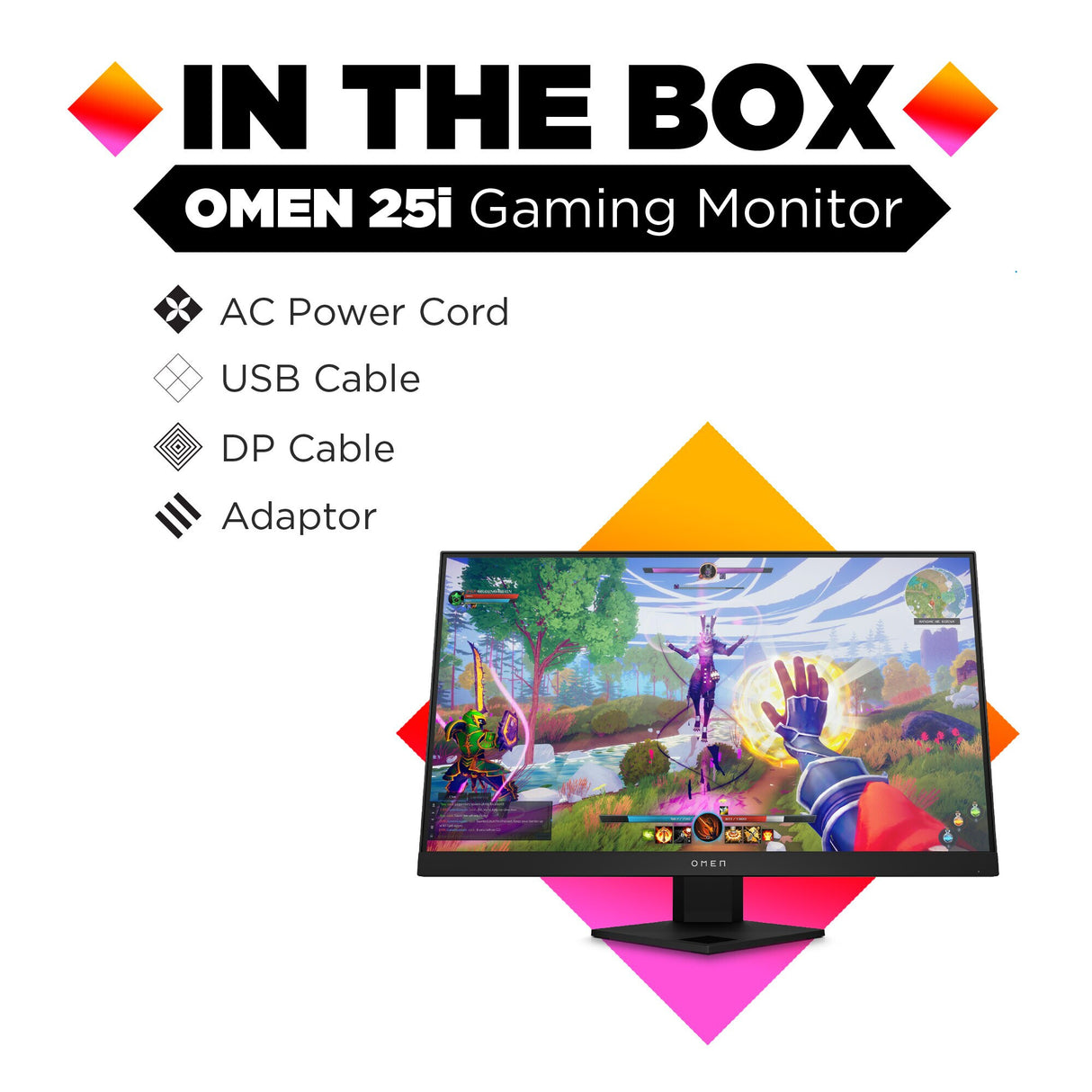 HP OMEN 25i computer monitor 62.2 cm (24.5") 1920 x 1080 pixels Full HD Black