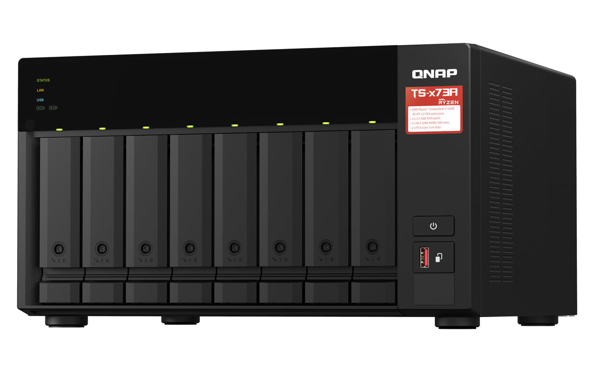 QNAP TS-873A-8G NAS Tower Ryzen Embedded V1500B 8 GB DDR4 80 TB HDD Black